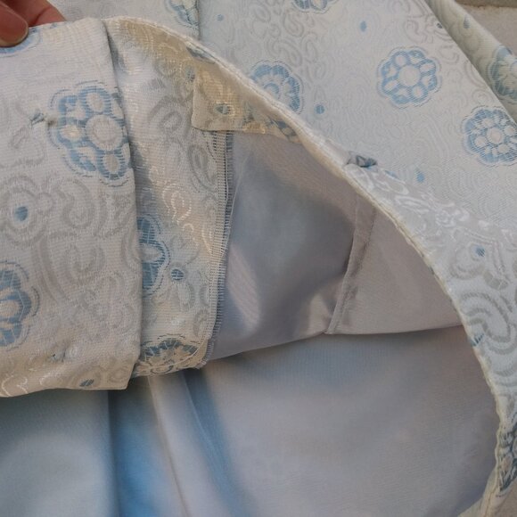 Vintage 60s Blue Silver Bolero Dress Jacket 42"B Rockabilly Shiny Brocade - Picture 9 of 13